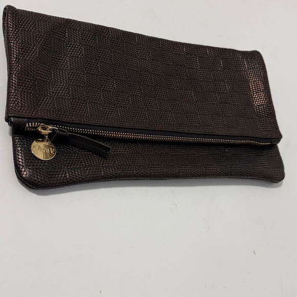 Clare V Handbags - Clare V Cream Leather Tag on Blue Fabric worn once